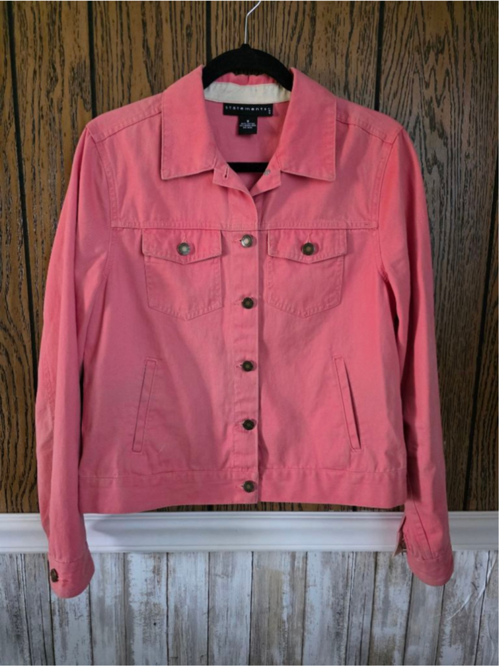 Women's Statements Pink Jean Jacket M with Beige Accents
